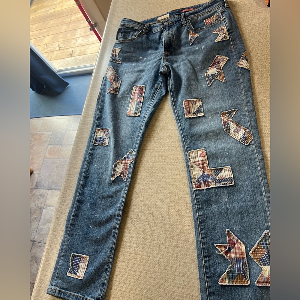 Patchwork Straight Leg Jeans